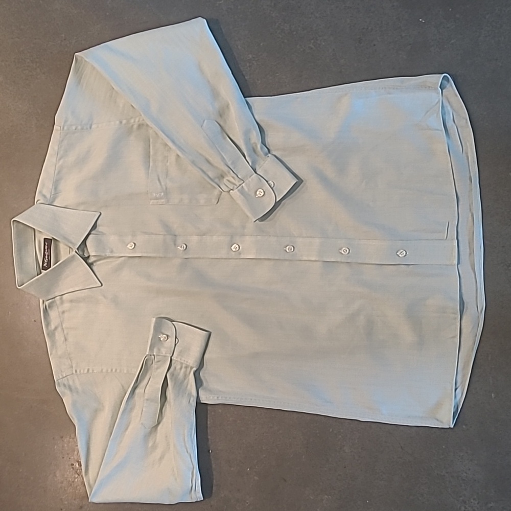 YSL HERRINGBONE PATTERN BUTTON DOWN SHIRT WITH LOGO